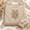 Embroidered Tone On Tone Vintage Flowers Sweatshirt, Botanical Cottagecore Floral Tee
