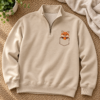 Fox Embroidered Sweatshirt, Hoodie or Quarter Zip with a Little Autumn Pocket Fox