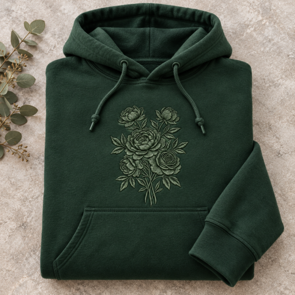 Embroidered Tone On Tone Vintage Flowers Sweatshirt, Botanical Cottagecore Floral Tee