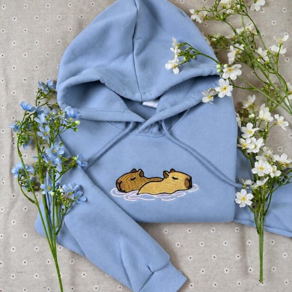 Capybara Lovers Embroidered Sweatshirt, Cozy Animal Crewneck, Nature Lovers Shirt, Gift For Girlfriend