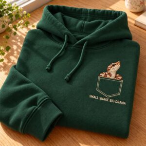 Hognose Snake Embroidered Hoodie, Small Snake Big Drama Sweatshirt or Quarter Zip, Funny Snake Lover Gift