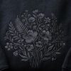 Embroidered Tone On Tone Vintage Flowers Sweatshirt, Botanical Cottagecore Floral Tee