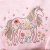 Embroidered Horse Floral Sweatshirt – Cozy Cotton Blend Pullover, Nature Lover Gift Shirt