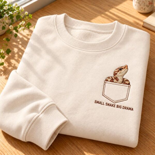 Hognose Snake Embroidered Hoodie, Small Snake Big Drama Sweatshirt or Quarter Zip, Funny Snake Lover Gift