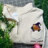 Wizard Capybara Embroidered Hoodie, Pocket Familiar Sweatshirt, Fantasy Quarter Zip, Capybara Lover Gift