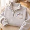 Penguin Embroidered Sweatshirt, Diving Penguins Hoodie, Cute Faux Pocket Quarter Zip, Penguin Lover Gift