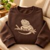 Bearded Dragon Embroidered Sweatshirt, Reptile Hoodie, Lizard Quarter Zip, Beardie on Branch, Gift for Reptile Lovers