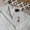 Embroidered QuarterZip Hoodie Sweatshirt Ladybug & Daisy Quarter-Zip Sweatshirt - Floral Insect Gift for Women
