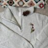 Embroidered QuarterZip Hoodie Sweatshirt Ladybug & Daisy Quarter-Zip Sweatshirt - Floral Insect Gift for Women