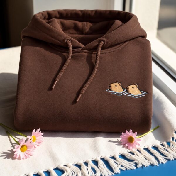 Embroidered Capybara Lovers Embroidered Sweatshirt, Cozy Animal Crewneck, Nature Lovers Shirt