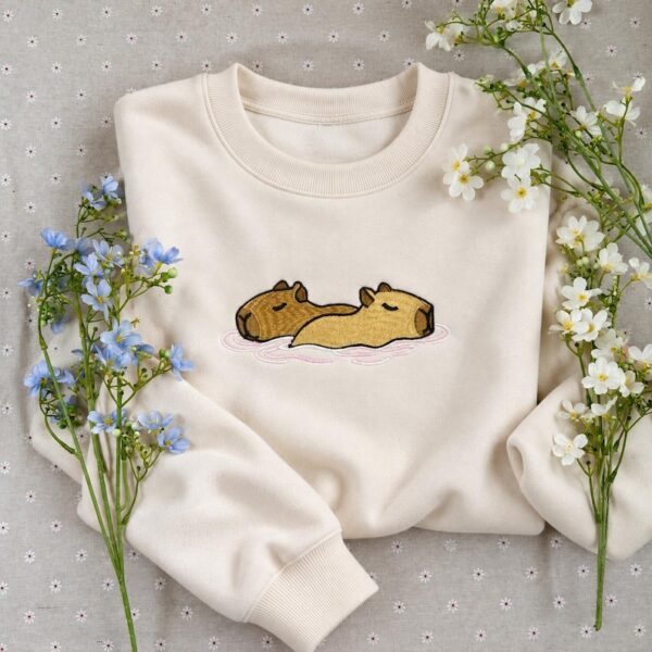 Capybara Lovers Embroidered Sweatshirt, Cozy Animal Crewneck, Nature Lovers Shirt, Gift For Girlfriend