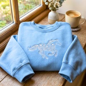 Embroidered Floral Horse Sweatshirt, Coastal Cowgirl Country Crewneck