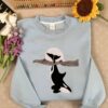 Orca Moon Embroidered Sweatshirt – Killer Whale Hoodie, Ocean Wildlife Embroidery, Marine-Inspired Gift